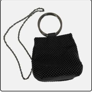 Mundi Ball Mesh Ring Wristlet‎ Pouch Clutch Black